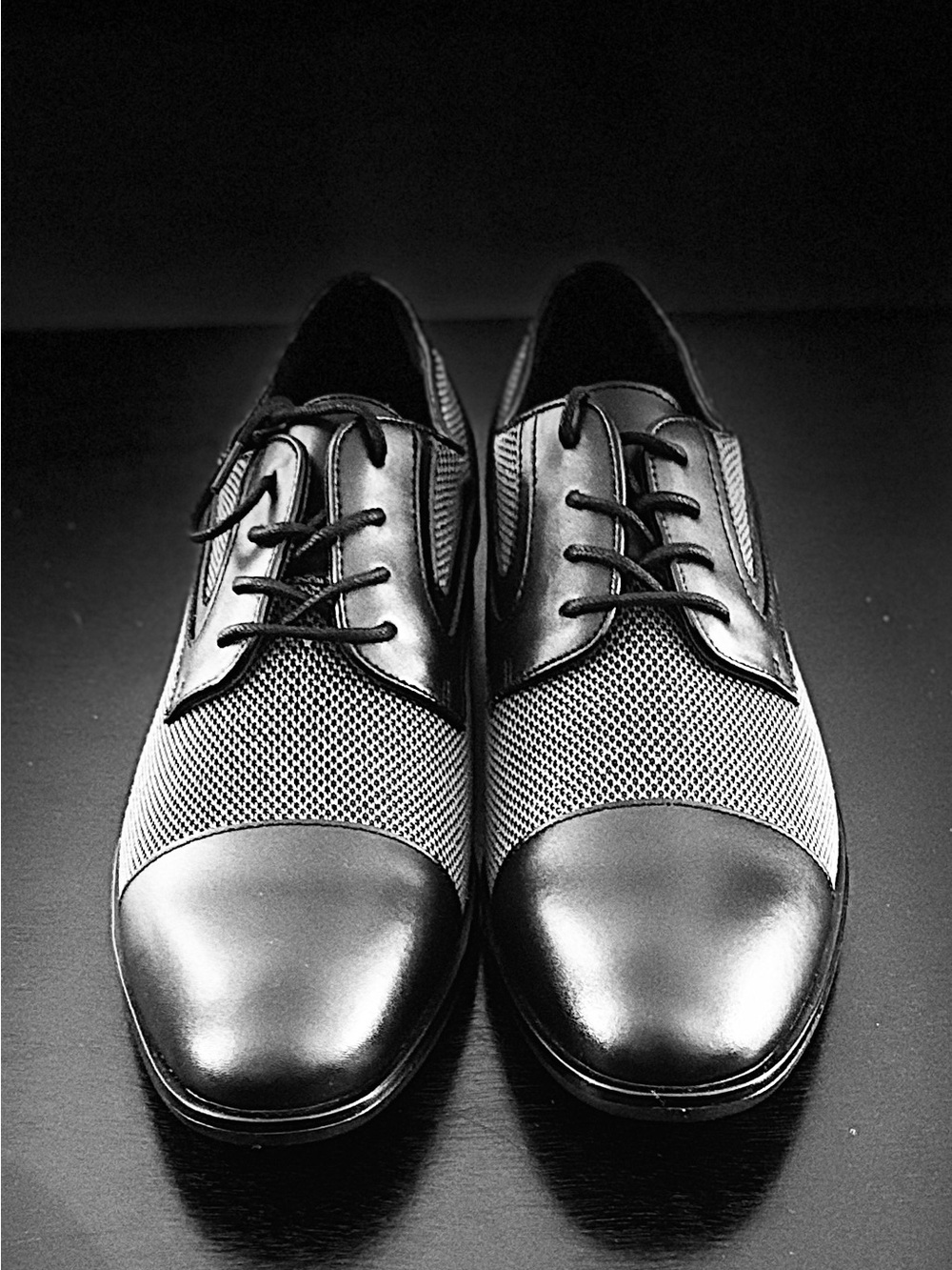 Alfani black Cole Grey leather lace up shoes with perforated mesh panels